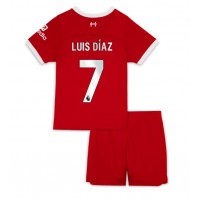 Liverpool Luis Diaz #7 Domáci Detský futbalový dres 2023-24 Krátky Rukáv (+ trenírky)
